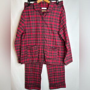 Lake Red Tartan Plaid Women’s Cotton Flannel Pajamas Size Large